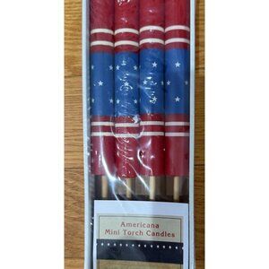 Americana Mini Torch Outdoor Candles 4 Pk Flag Theme Patriotic July 4th NEW
